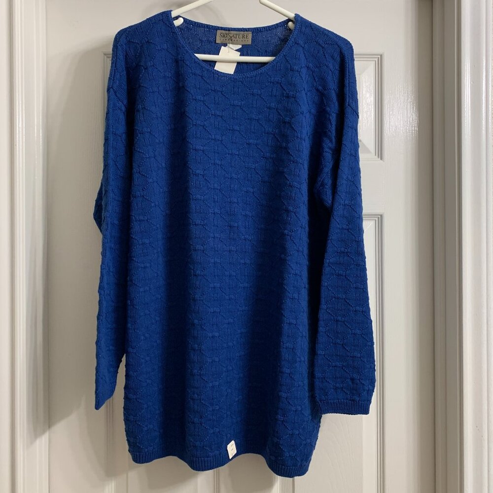 Signature Expressions Women's Retro Blue Sweater, Size 2X (NWT)